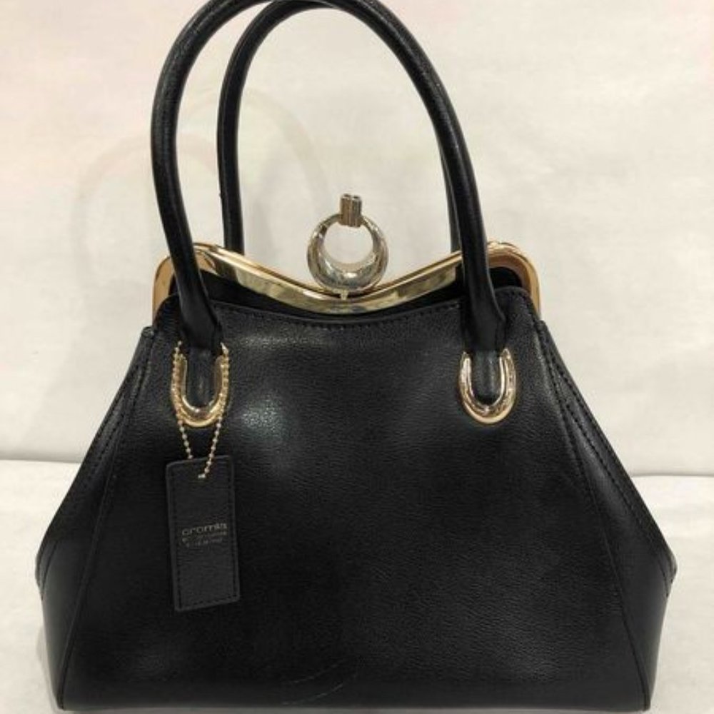 Cromla black leather retro purse